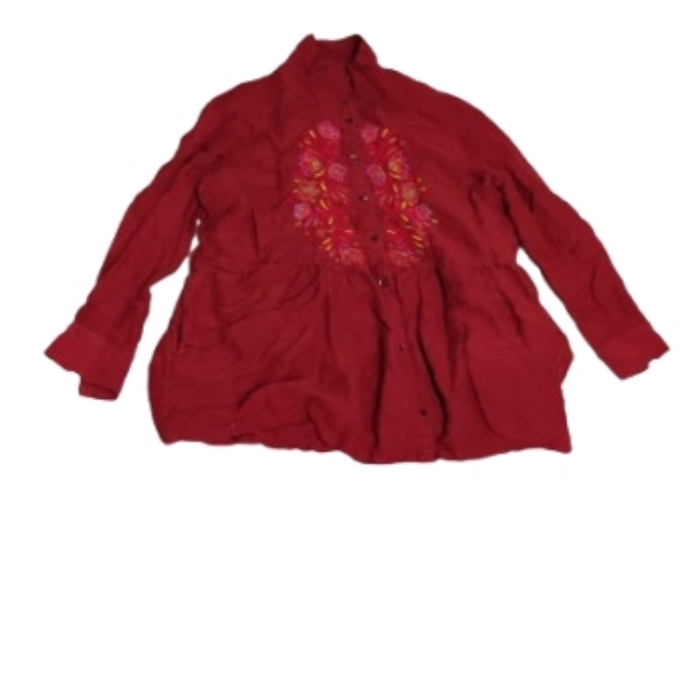 Gudrun Sjoden Embroidered Button Down Shirt Sz M